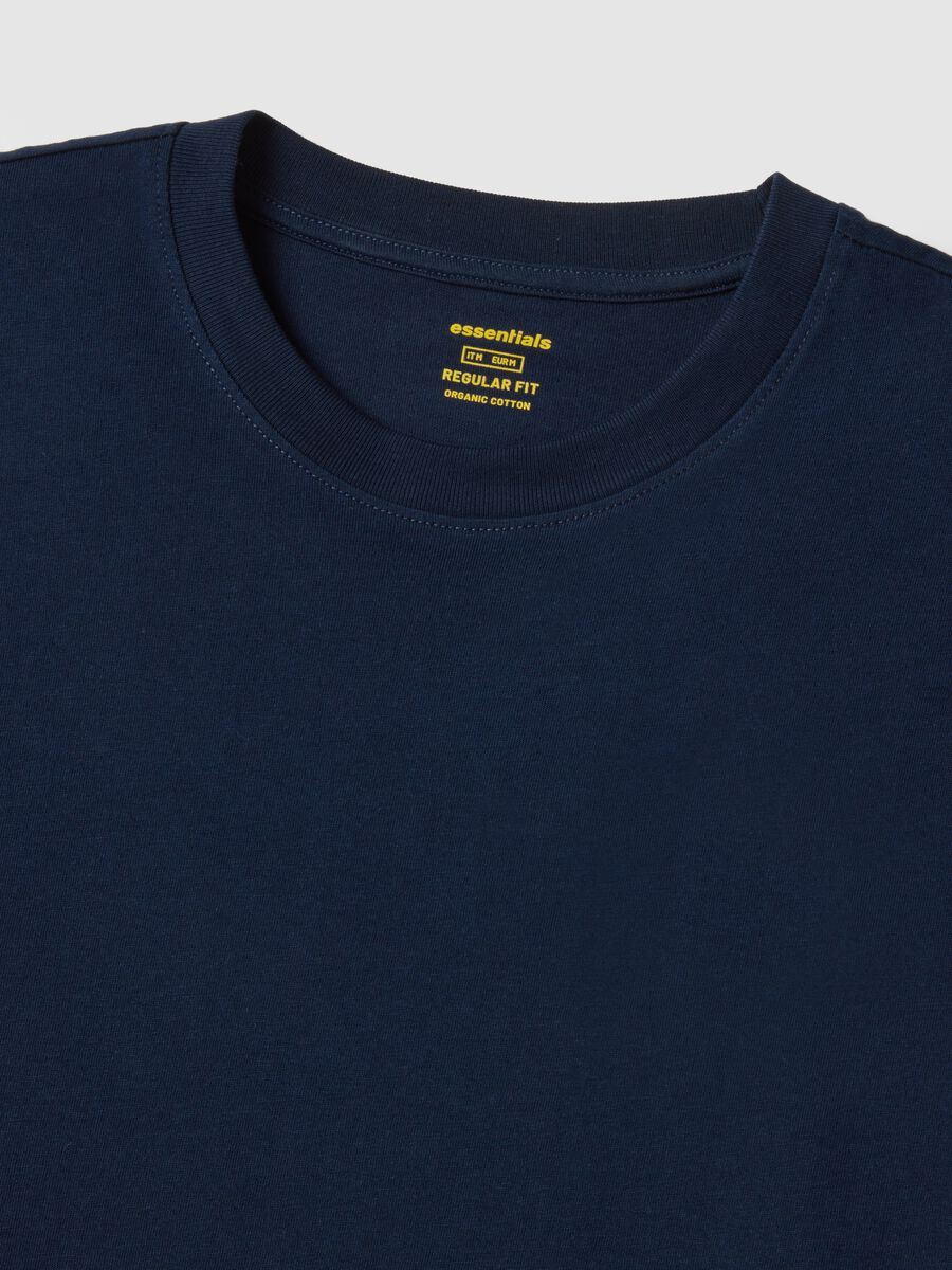 Blue pure cotton regular fit T-shirt_5