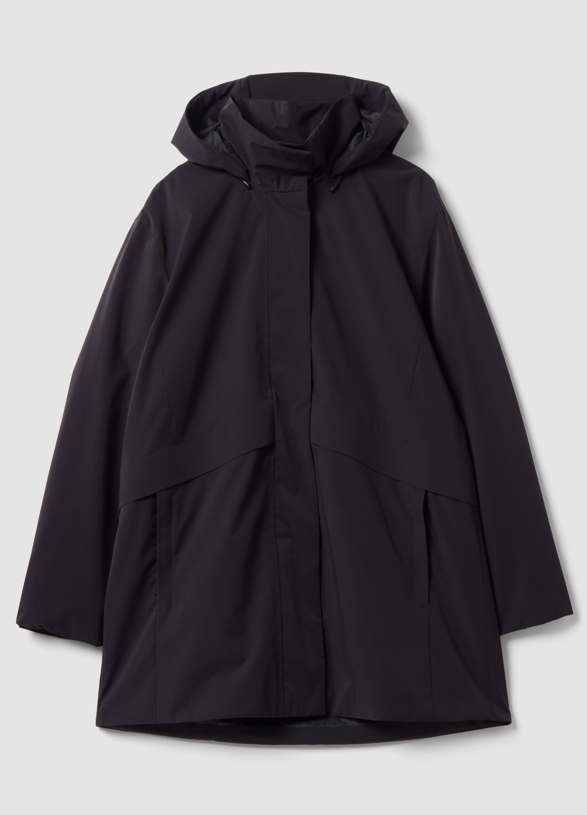 Black water-repellent hooded jacket with zip, regular fit ALTAVIA STUDIO