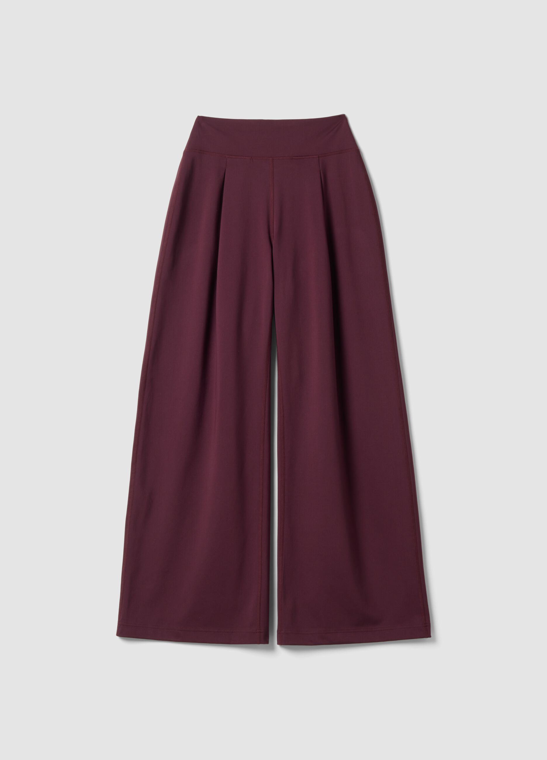 Purple wide-leg trousers in stretch fabric
