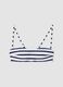 Blue and white striped bandeau bikini top in stretch fabric_0