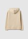 Beige hoodie for boys in pure cotton, oversized fit with hood and zip_4