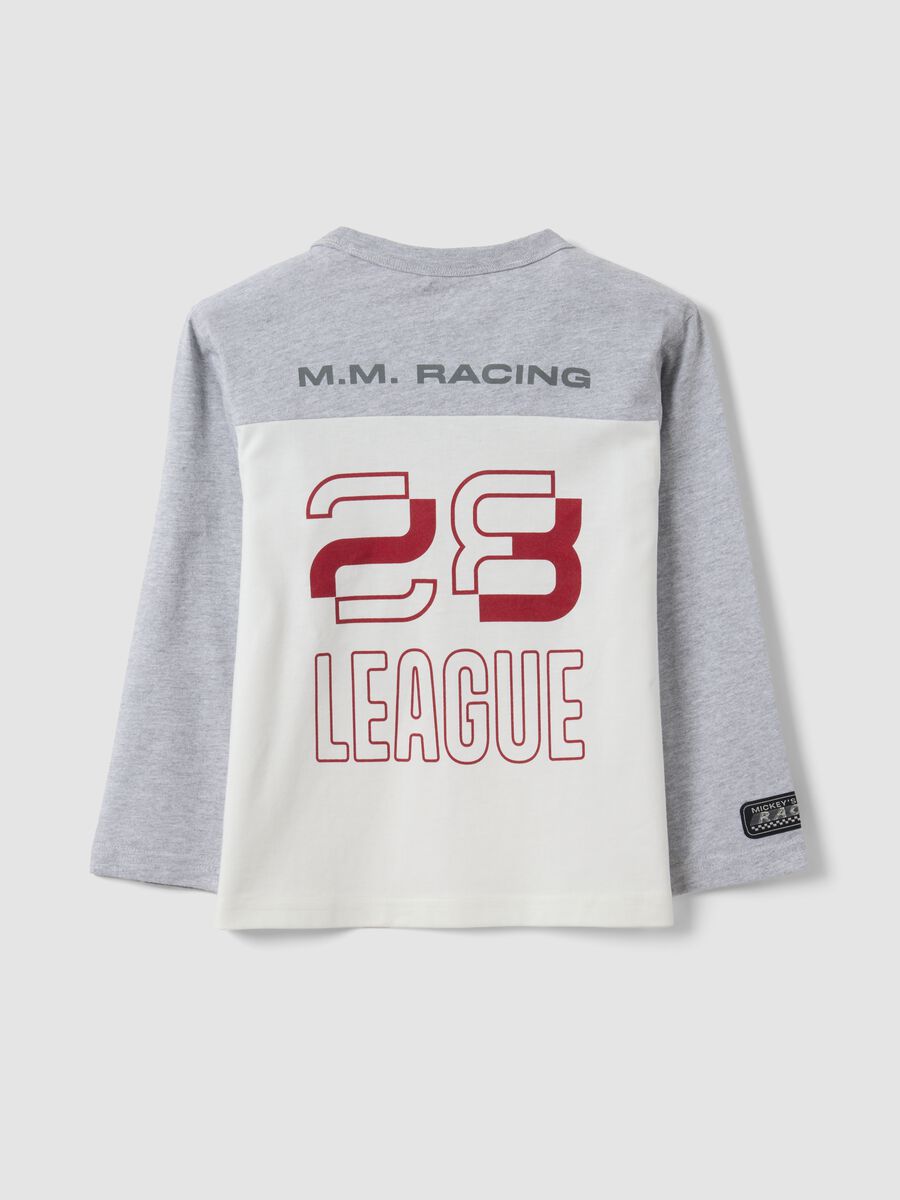 Grey pure cotton crew-neck T-shirt with Mickey print for boys_1