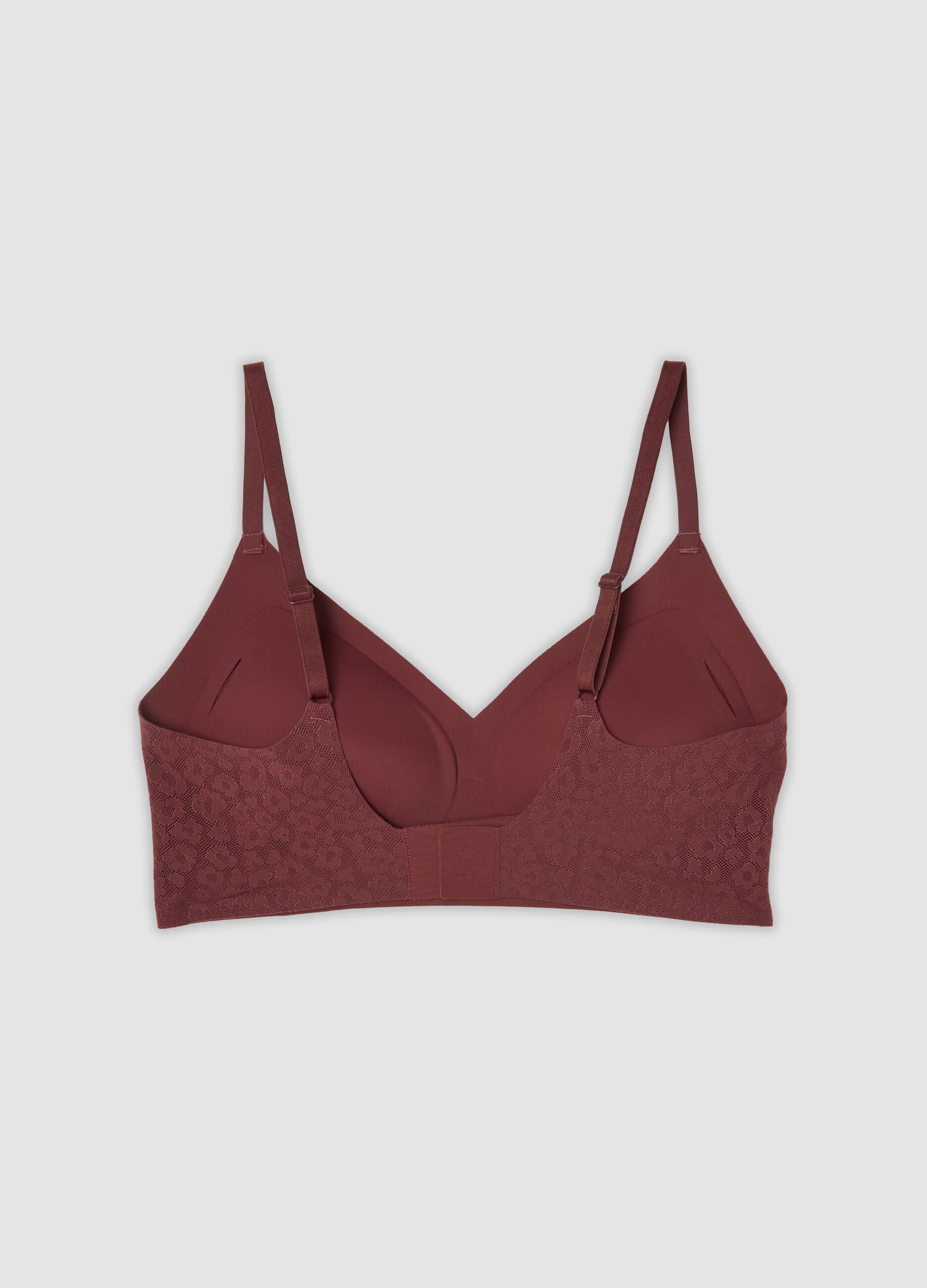 Suti&atilde; bralette vermelho em tecido el&aacute;stico com renda