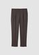 Brown slim-fit stretch viscose trousers_0