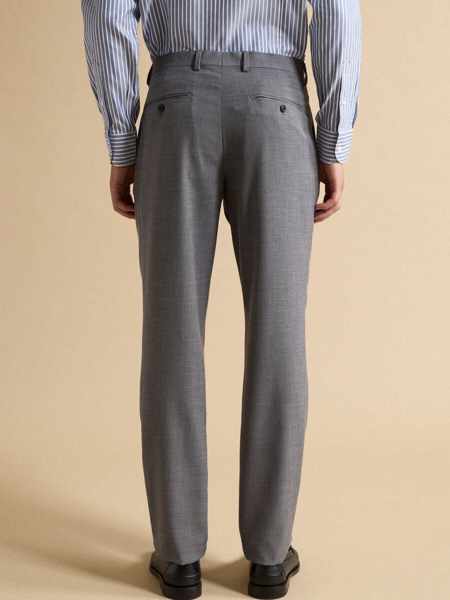 Pantaloni formali grigi in viscosa elasticizzata slim fit_2