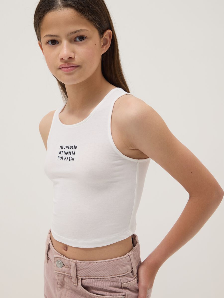 D&eacute;bardeur blanc fitted en coton stretch pour fille avec broderie_2