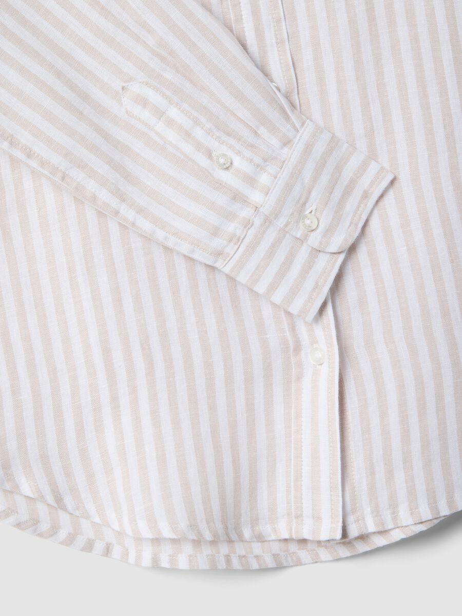 Hemd aus reinem Leinen mit wei&szlig;en und beigefarbenen Streifen in Regular Fit_5