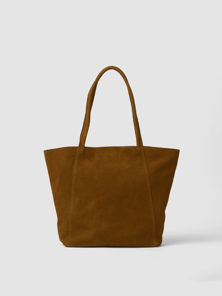 Borsa marrone in vera pelle con doppi manici_0