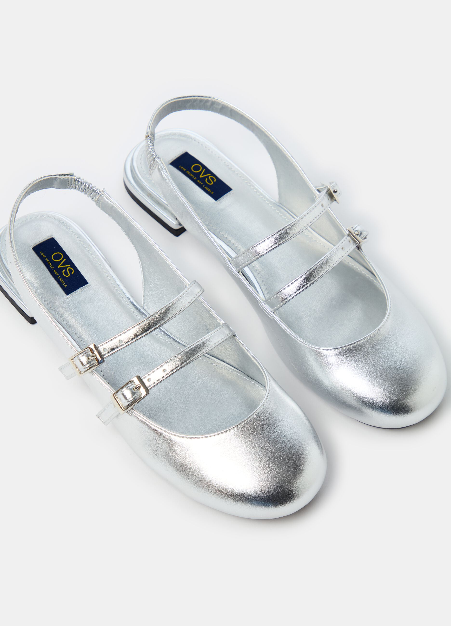 Metallic slingback sandals
