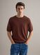 Short-sleeve brown regular fit t-shirt in cotton, linen and silk blend_3