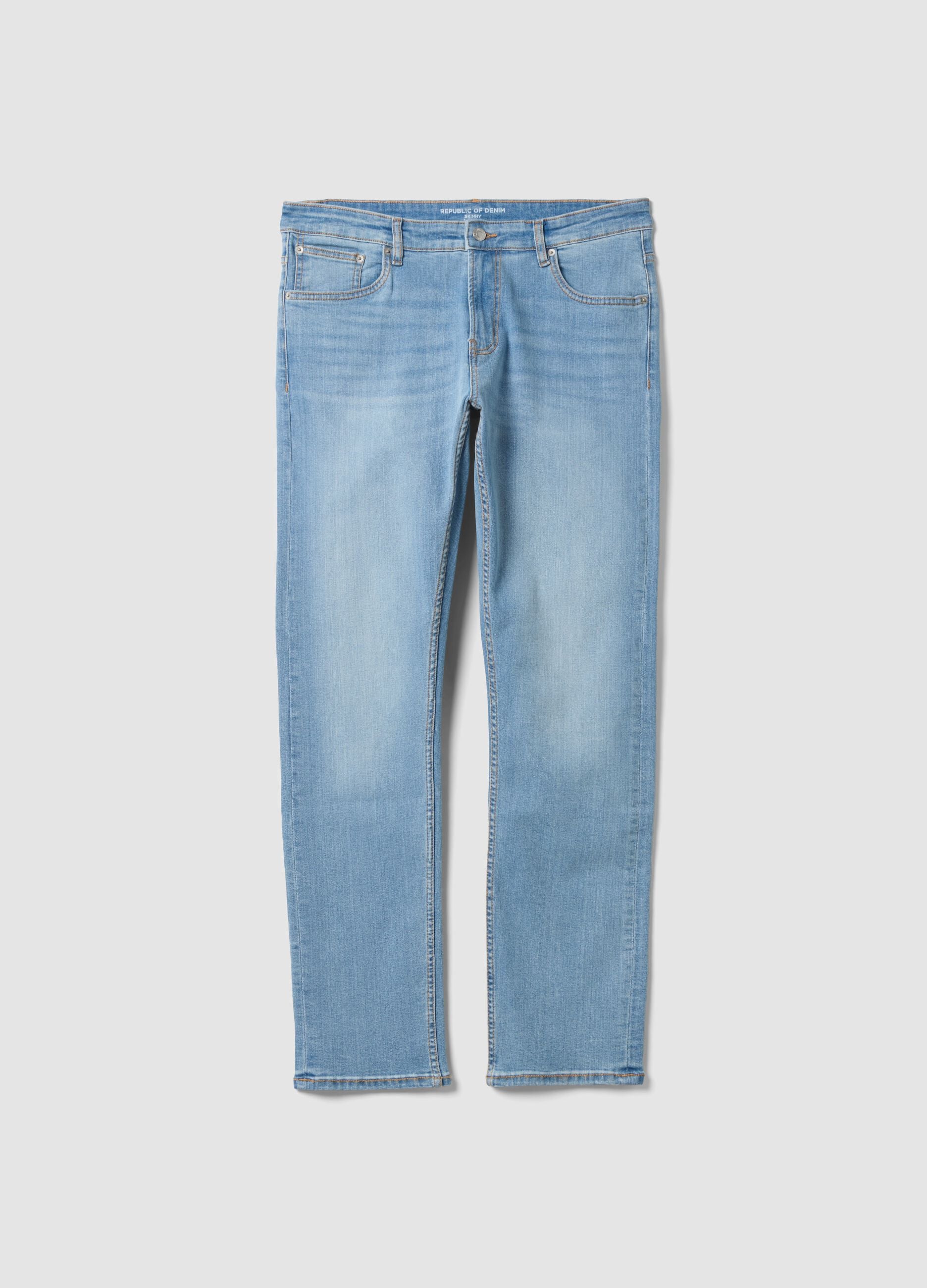 Hellblaue Skinny-Jeans aus Stretch-Baumwolle