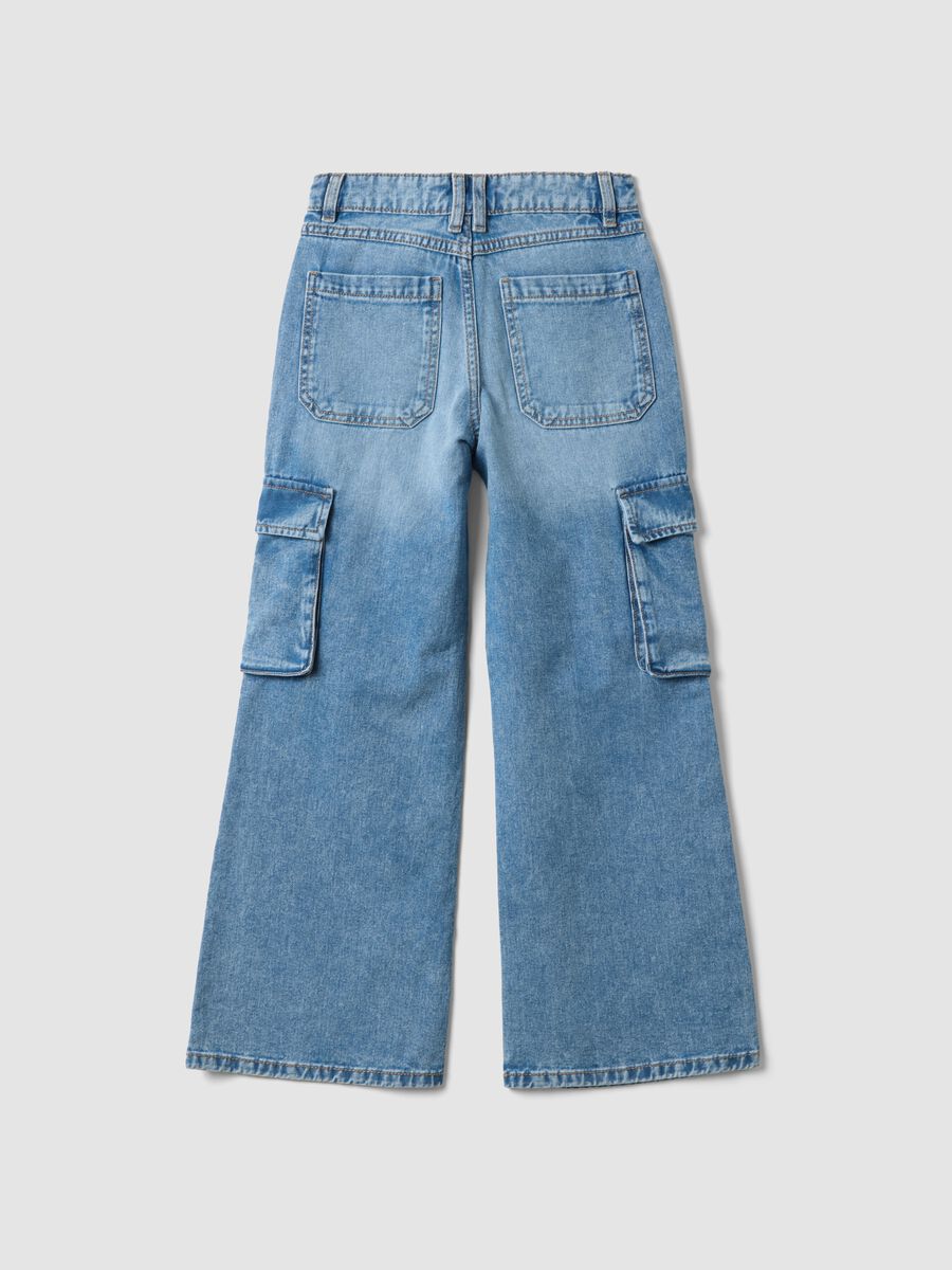 Hellblaue Cargo-Jeans aus Denim aus reiner Baumwolle, Relaxed Fit f&uuml;r M&auml;dchen_2