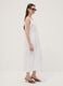 White sleeveless pure cotton tiered dress, regular fit_1