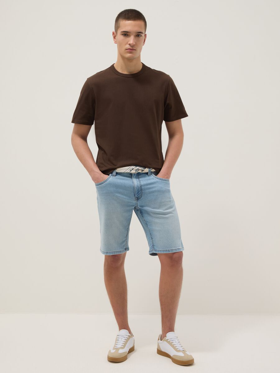 Brown regular fit pure cotton short sleeve T-shirt_2
