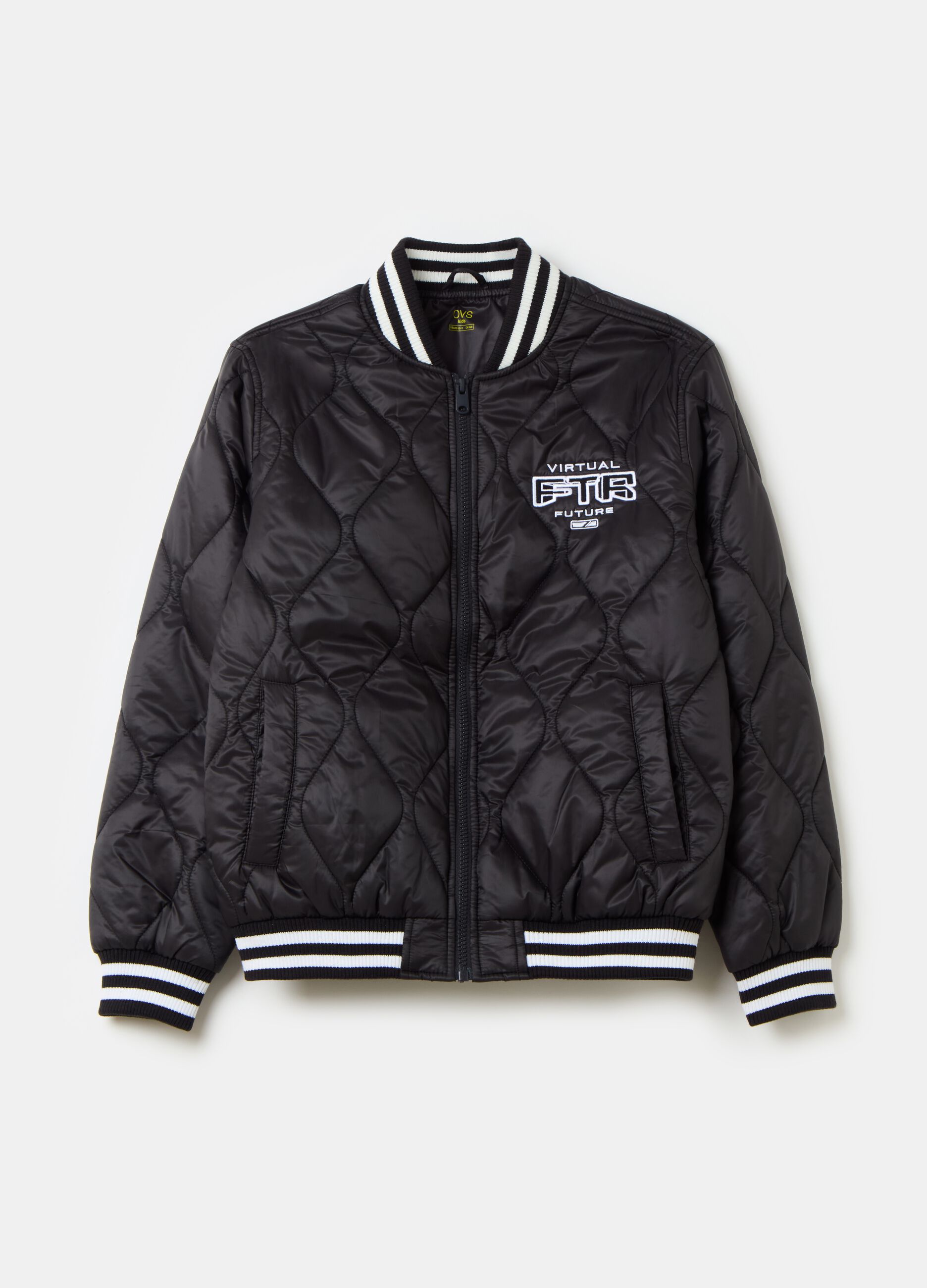 Ultralight bomber jacket with lettering embroidery