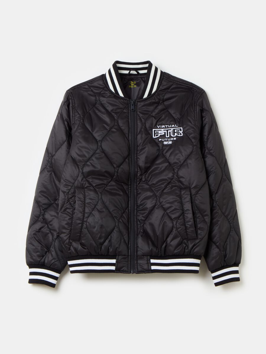 Ultralight bomber jacket with lettering embroidery_0