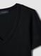 Black pure cotton V-neck regular fit T-shirt_5