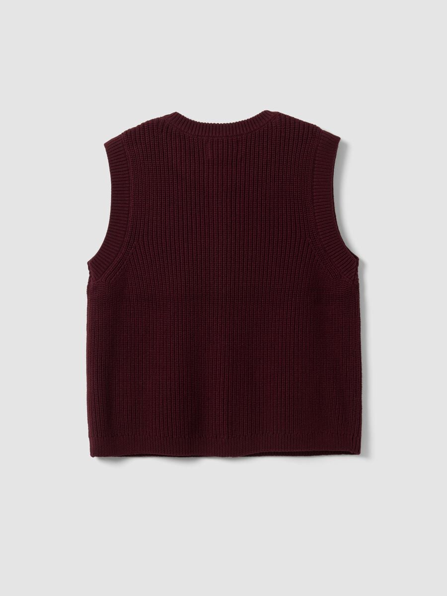 Red pure cotton regular-fit knitted gilet_2