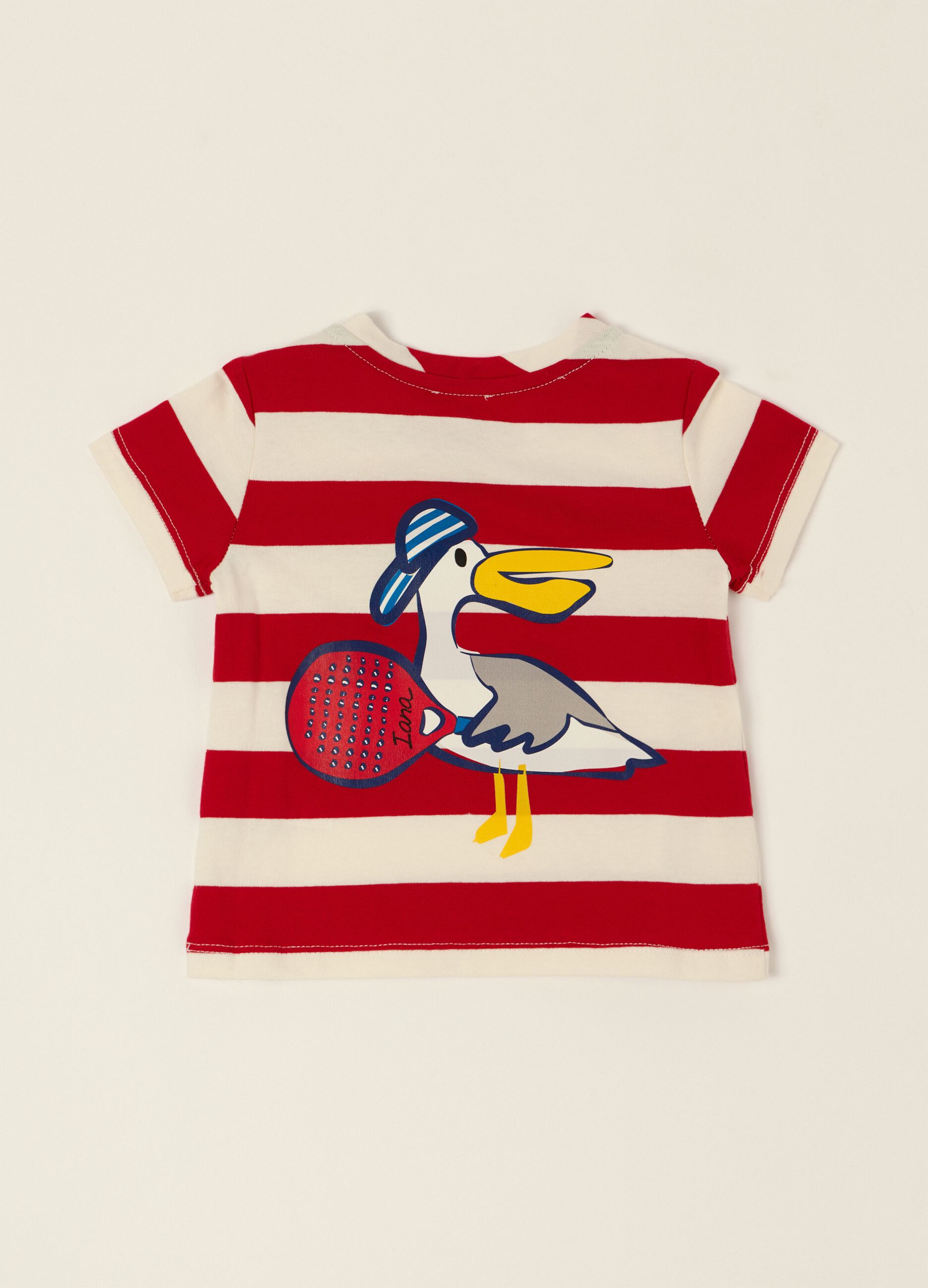 Multicolour striped pure cotton baby T-shirt, regular fit