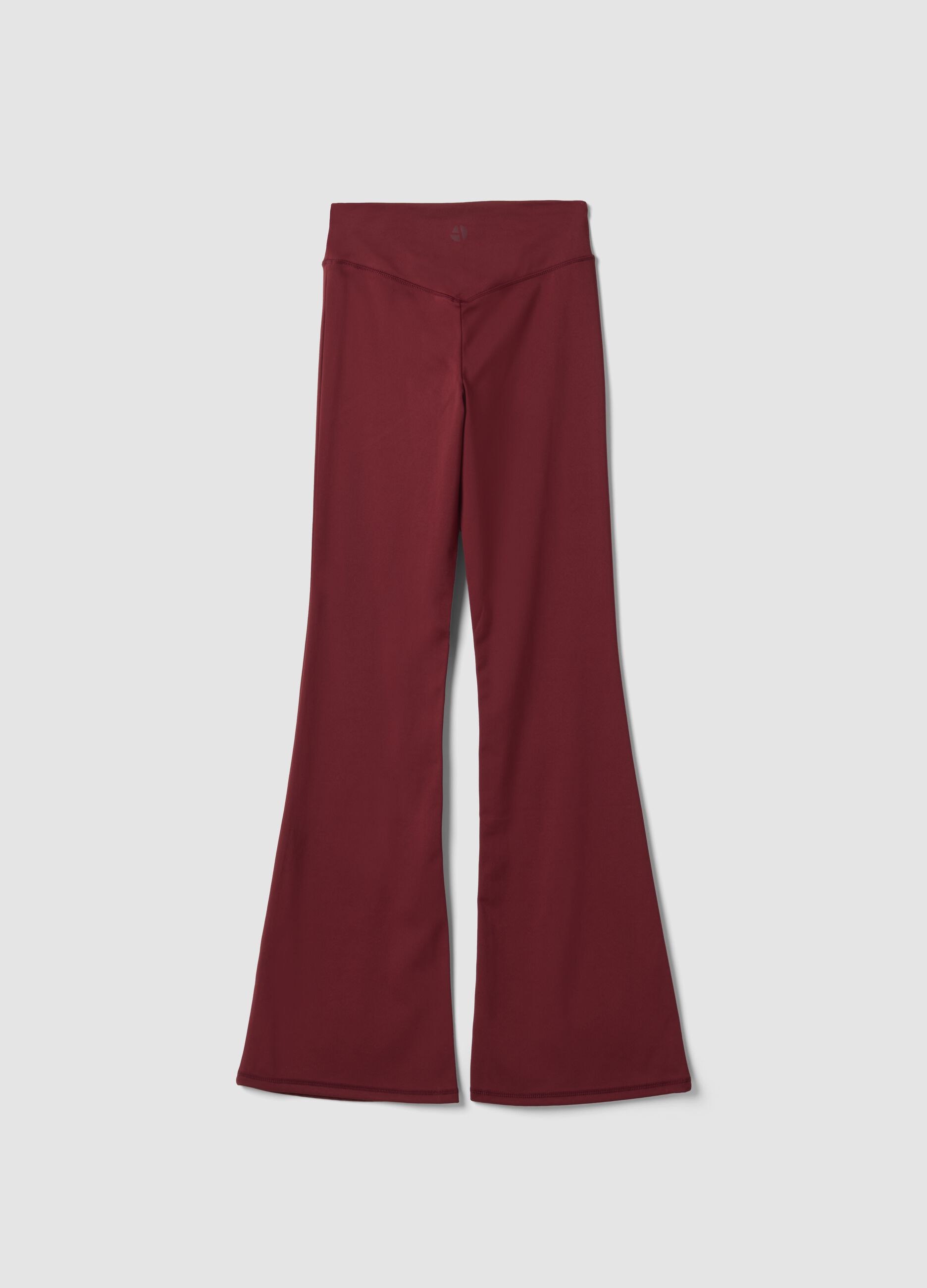 Red flared leggings in stretch fabric