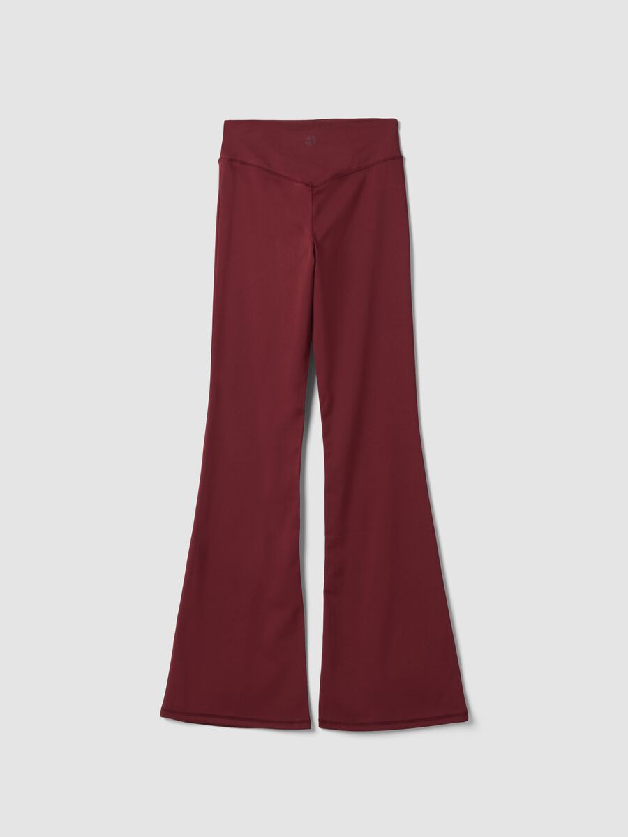Red flared leggings in stretch fabric_5