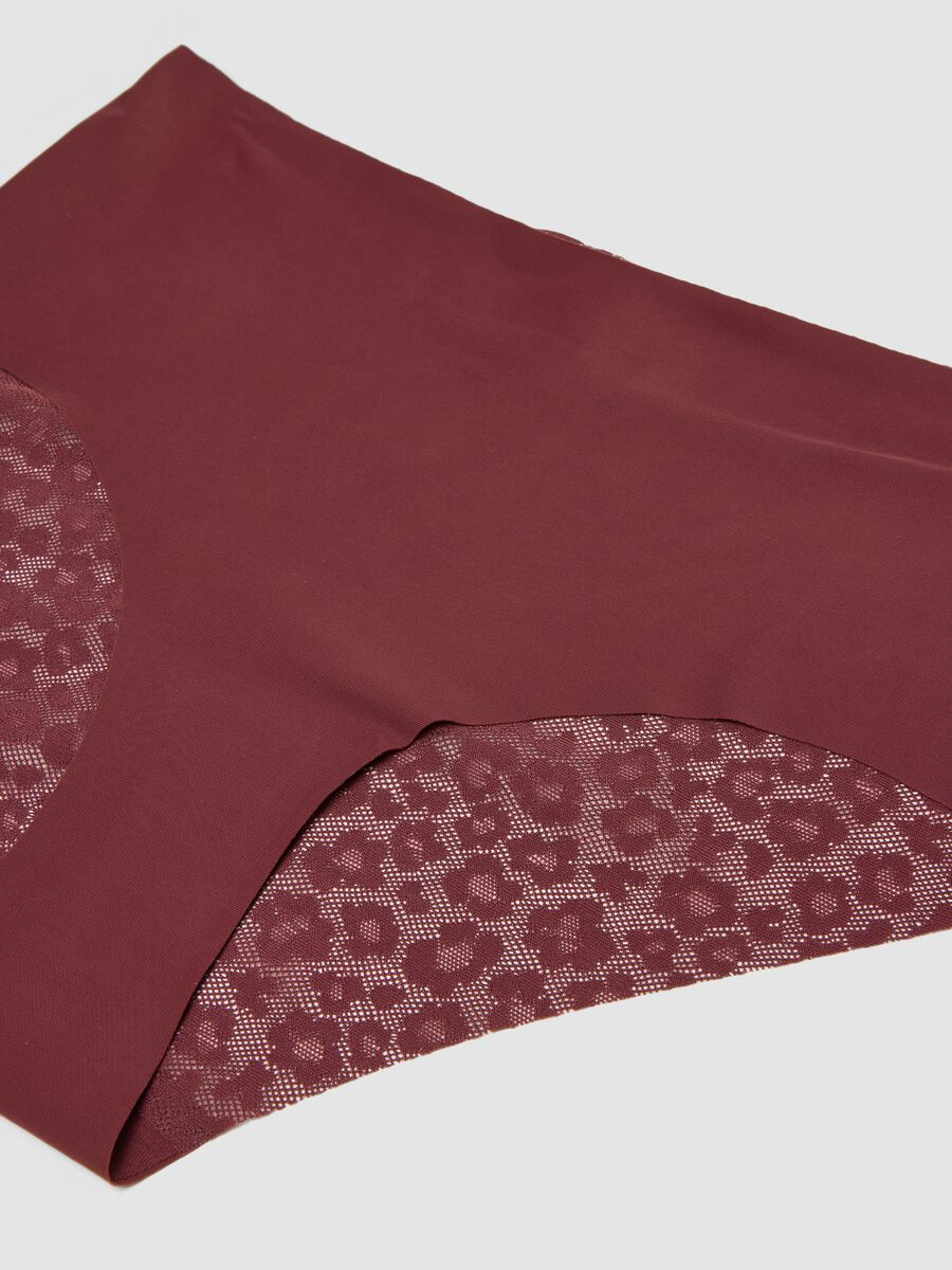 Cueca vermelha em tecido el&aacute;stico com inser&ccedil;&otilde;es florais_5