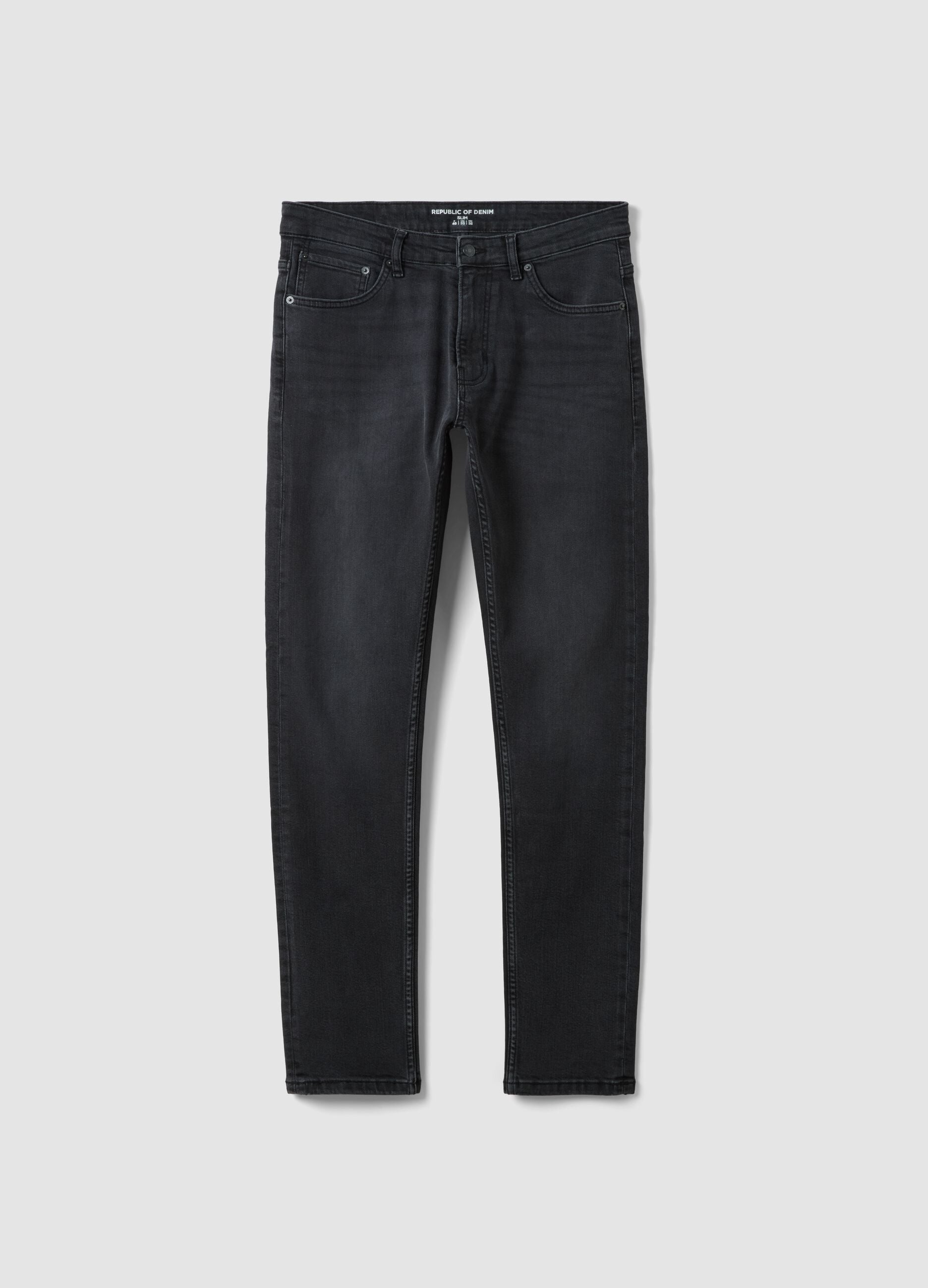 Schwarze Slim-Fit-Jeans aus Stretch-Baumwoll-Denim
