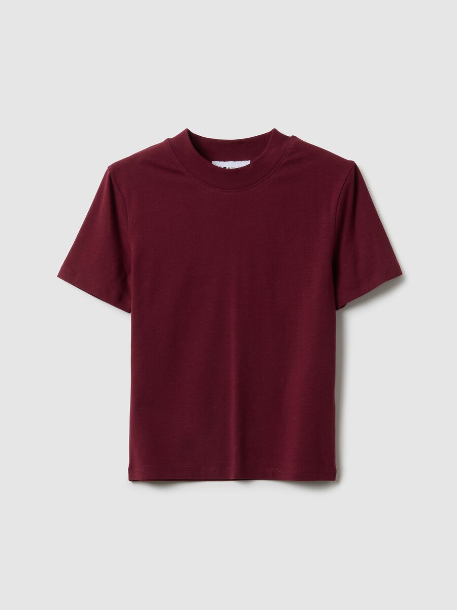 Red slim fit stretch cotton T-shirt_0