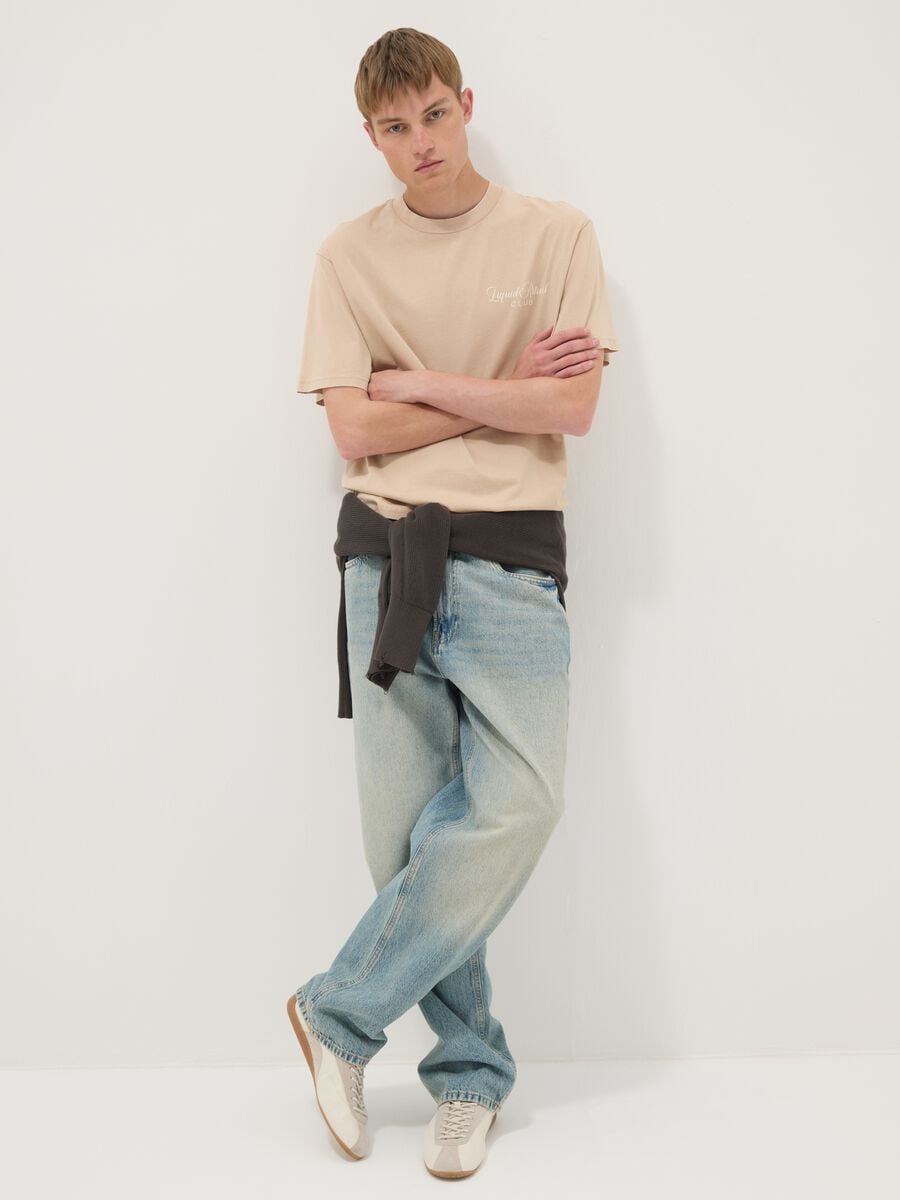 Beige short-sleeve pure cotton T-shirt_2