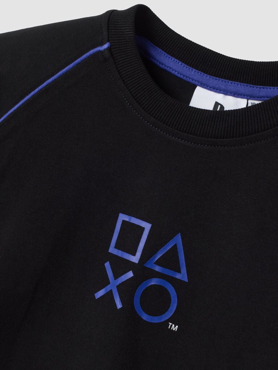 Black pure cotton PlayStation-themed T-shirt, relaxed fit_2