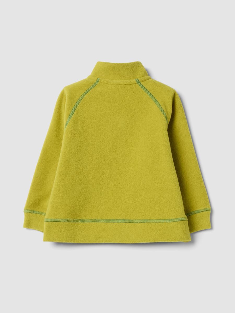 Felpa verde con girocollo e zip in pile regular fit_1