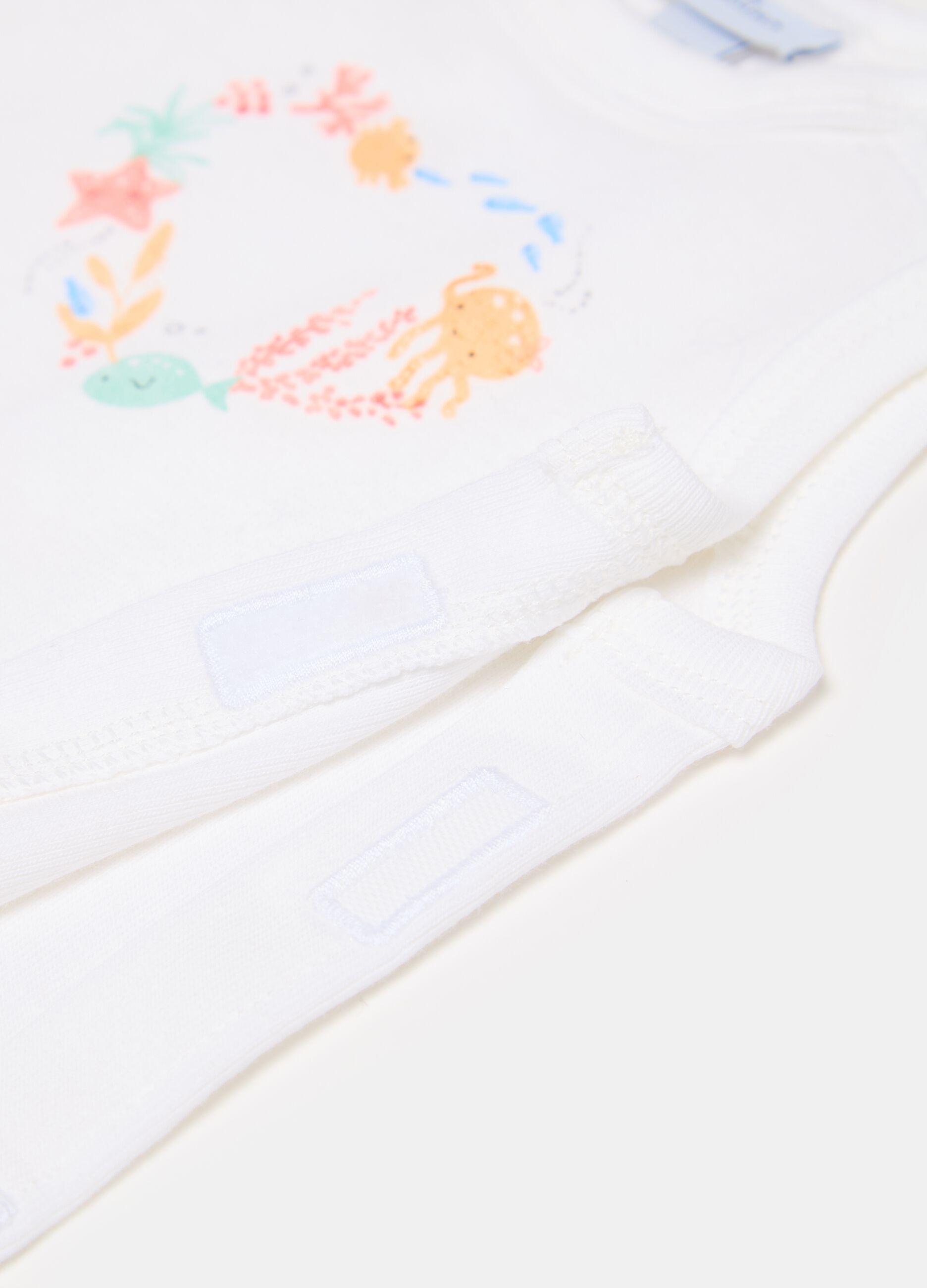 Two-pack organic cotton bodysuits with Velcro