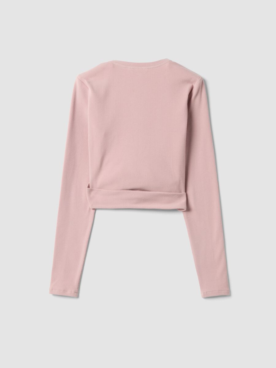 Pink stretch-cotton cardigan with deep V-neck_8