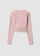 Pink stretch-cotton cardigan with deep V-neck_8