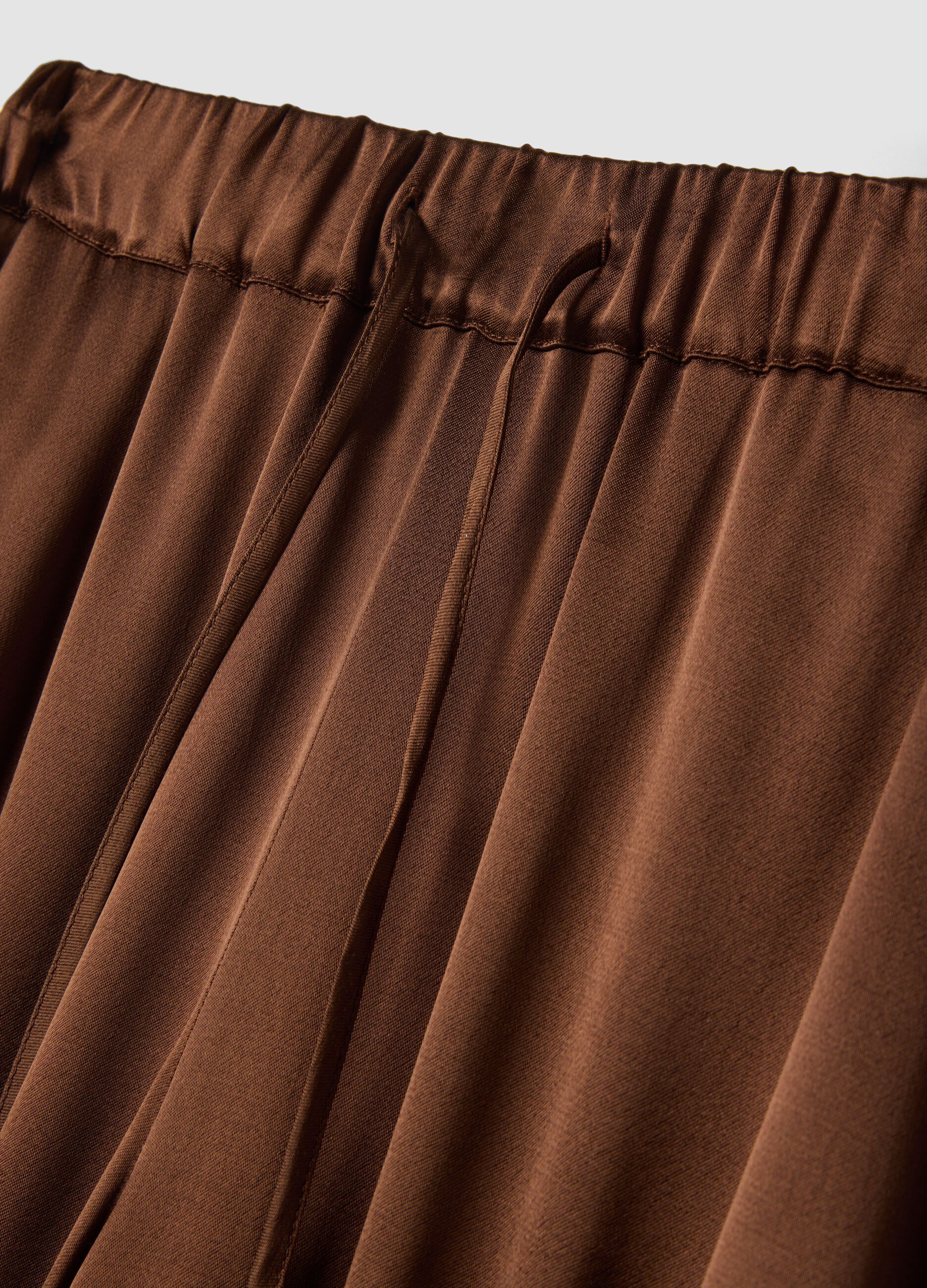 Brown pure viscose straight-leg trousers