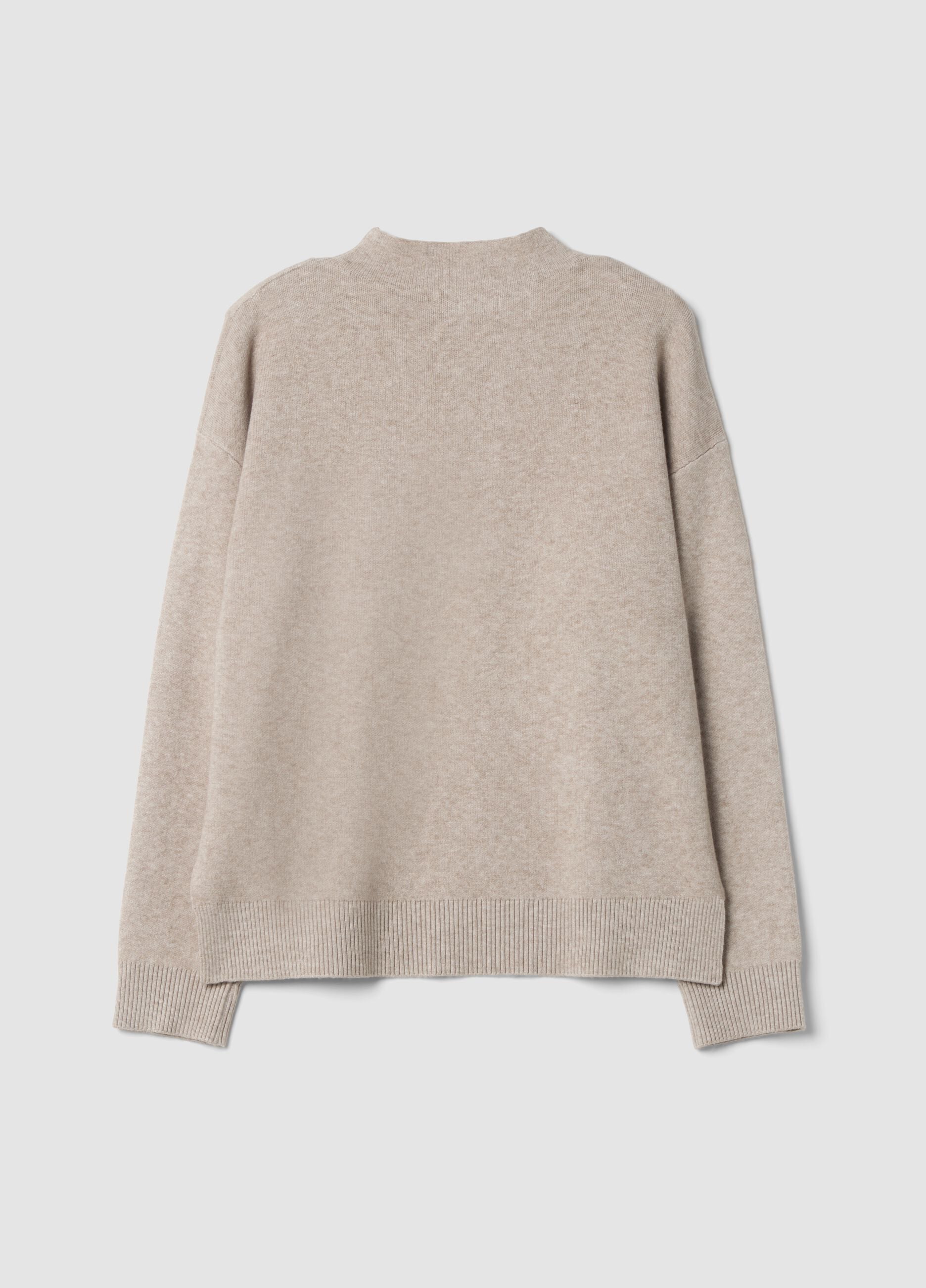 Camel viscose-blend jumper with sequin embroidery, regular fit