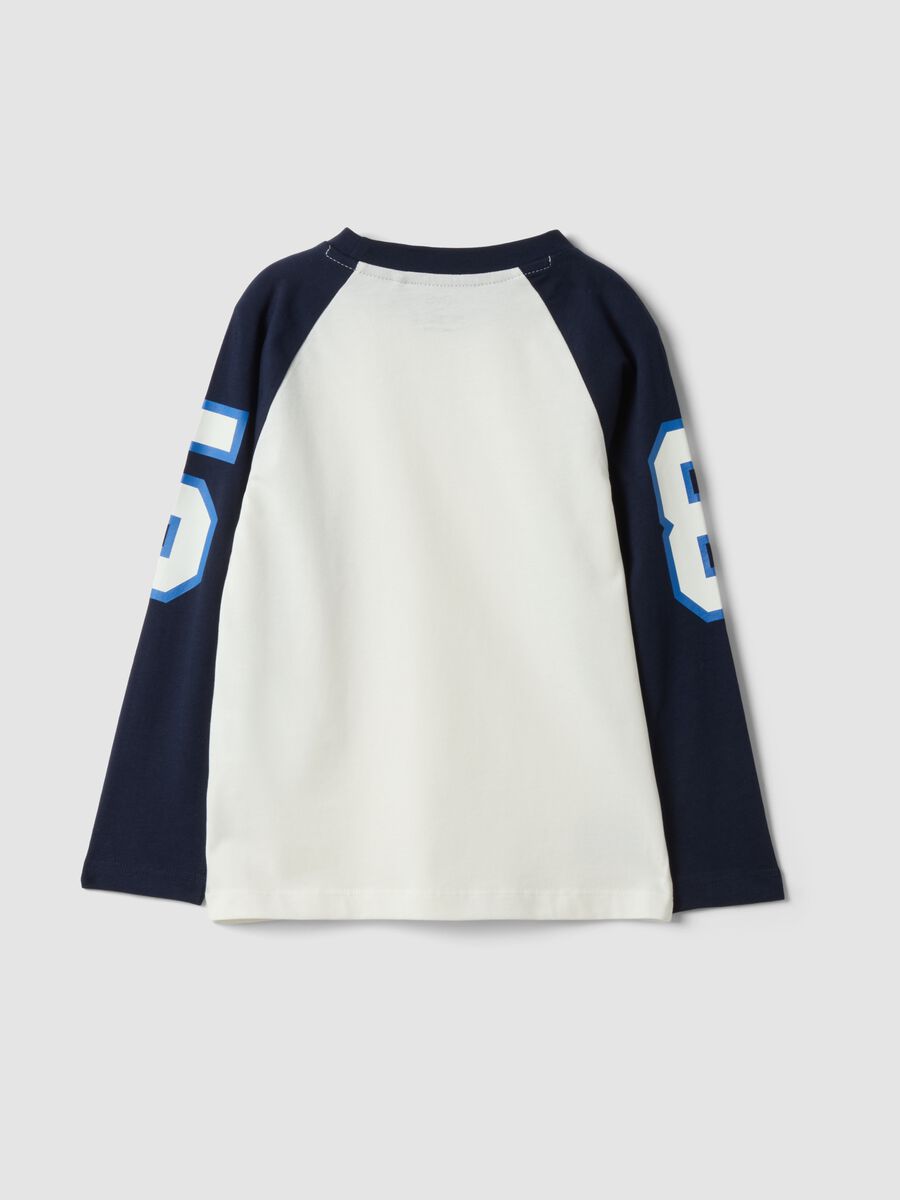 White pure cotton boys&rsquo; T-shirt with crew neck and raglan sleeves_1