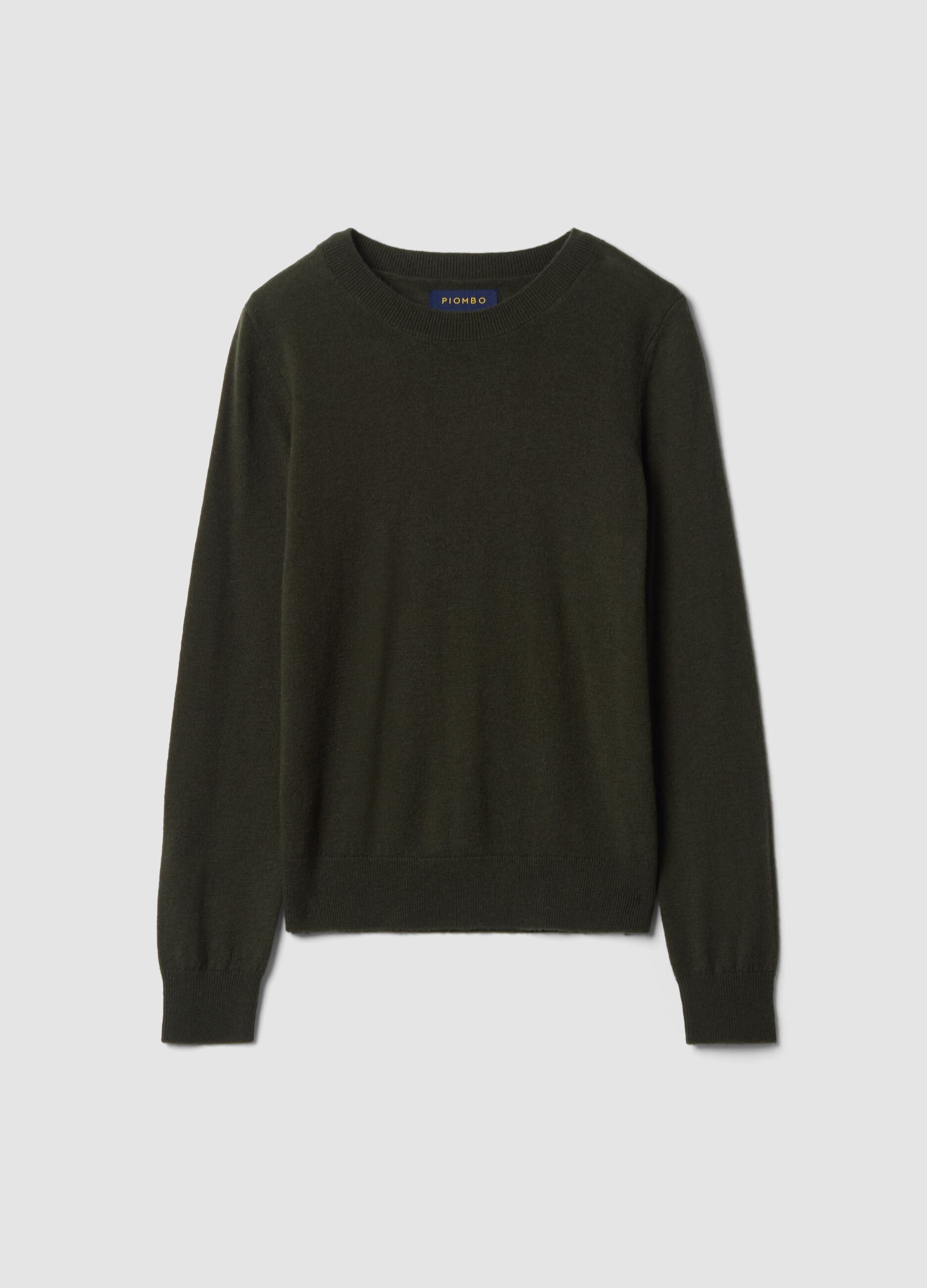 Green pure wool crew-neck jumper