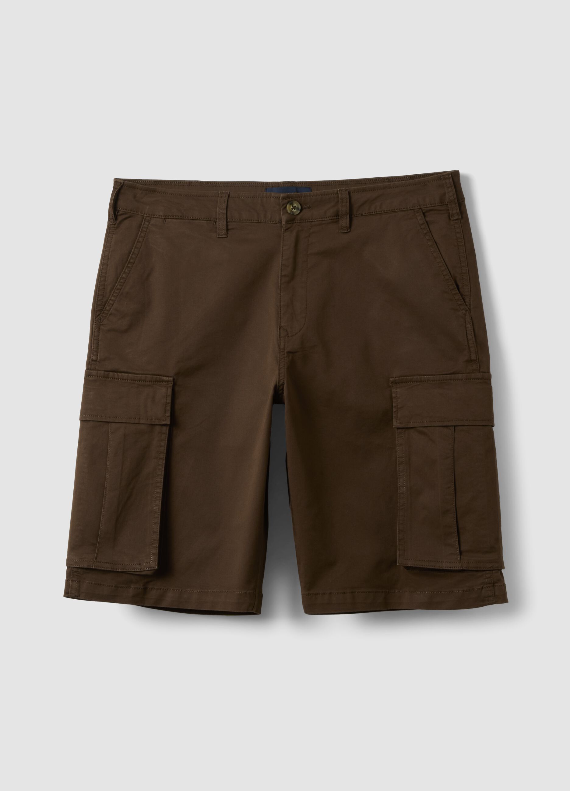Braune Cargo-Shorts aus Stretch-Baumwolle, Regular Fit
