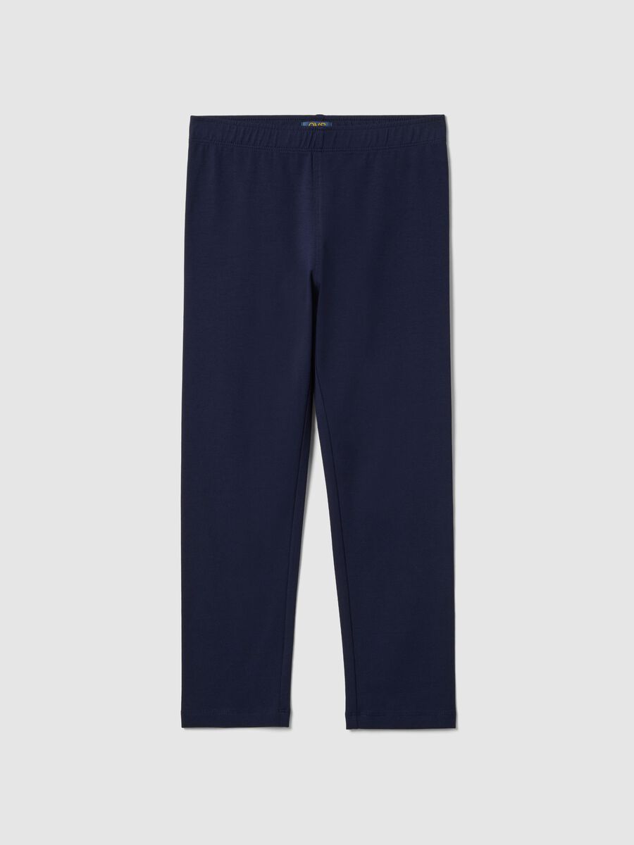 Girls' Blue Cotton Blend Skinny Leggings_0