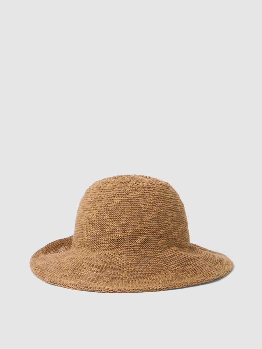 Light Brown Jersey Knit Cloche Hat_0