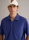 Blue short-sleeved cotton-blend polo shirt_0
