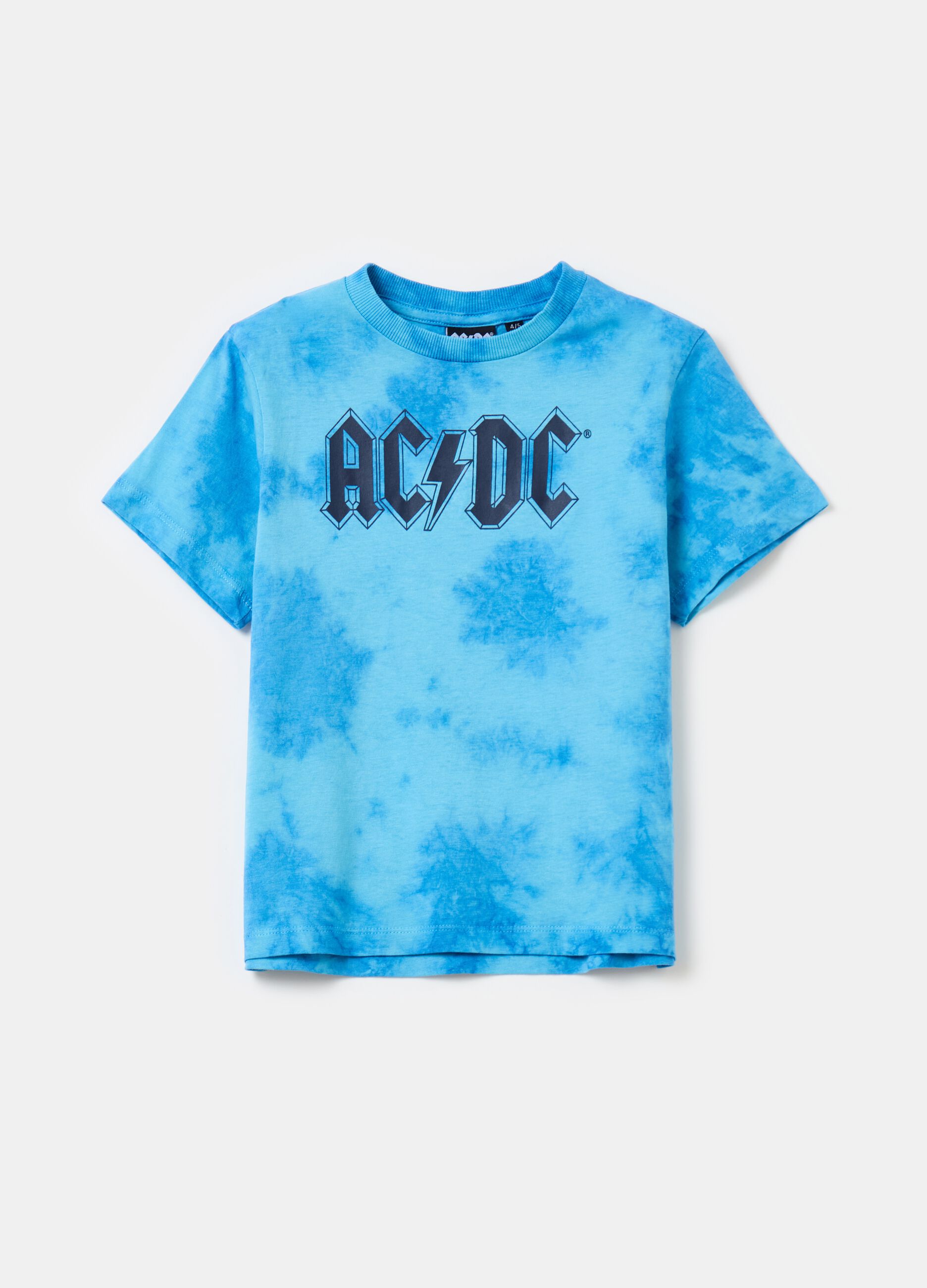 Tie-dye T-shirt with AC/DC print