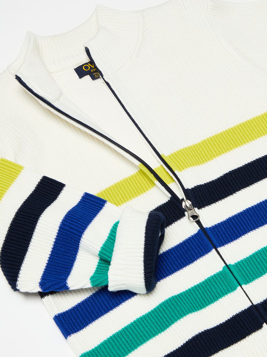 Full-zip cardigan with striped pattern_2