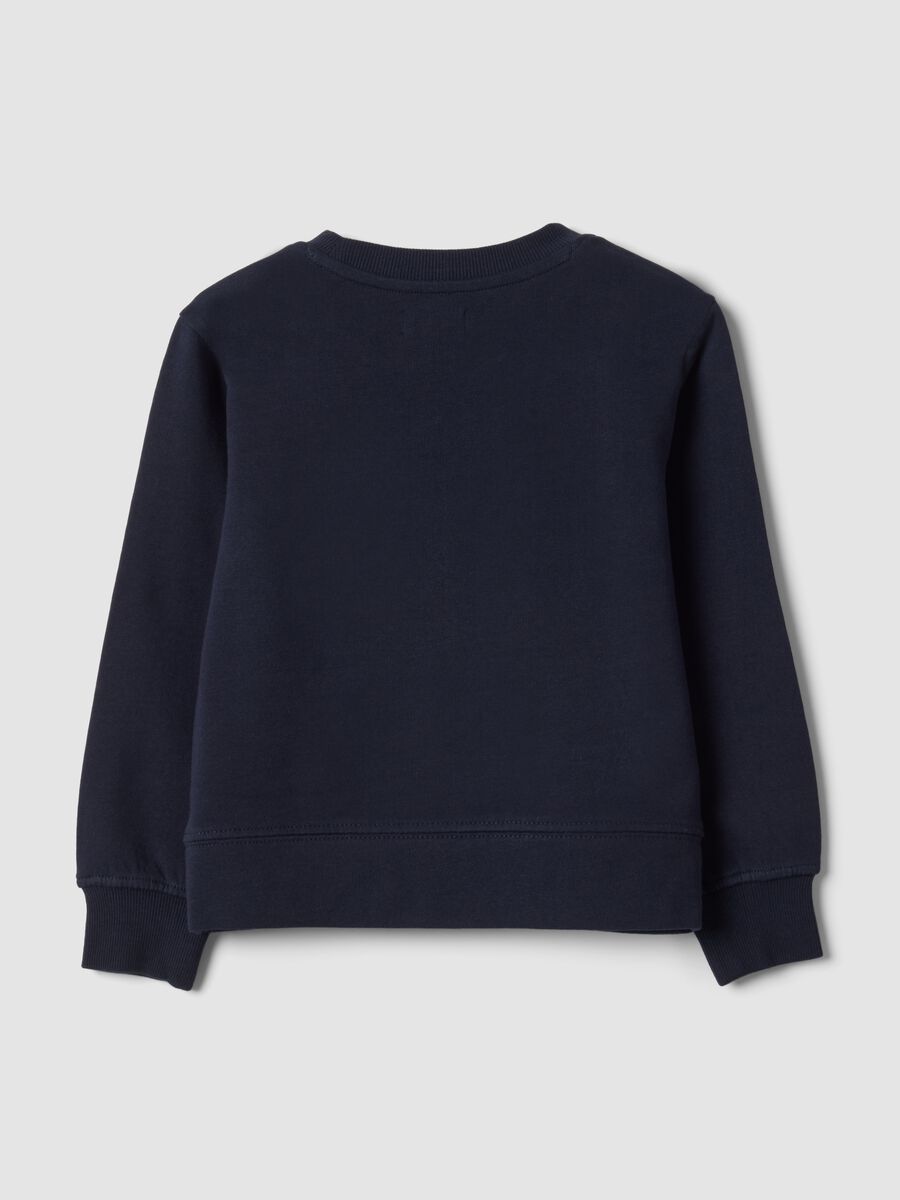 Blue pure cotton sweatshirt with crew neck and floral print_1