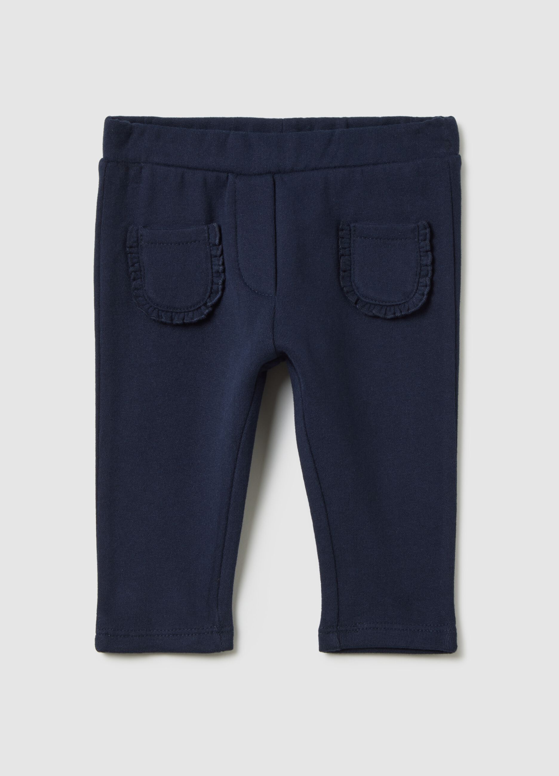 Blue newborn cotton trousers, regular fit