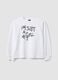 White pure cotton sweatshirt with front slogan, relaxed fit for girls_0