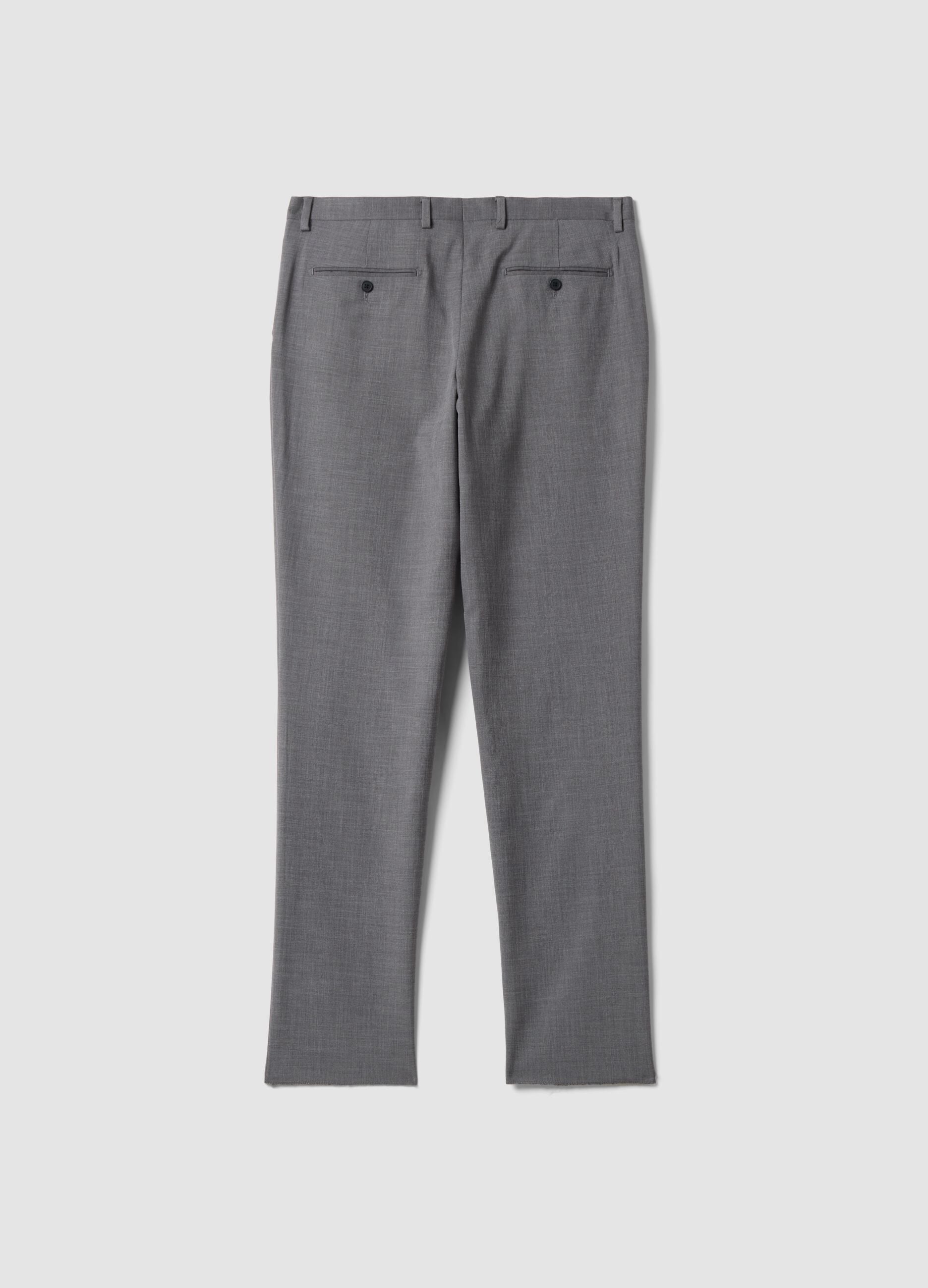 Pantaloni formali grigi in viscosa elasticizzata slim fit