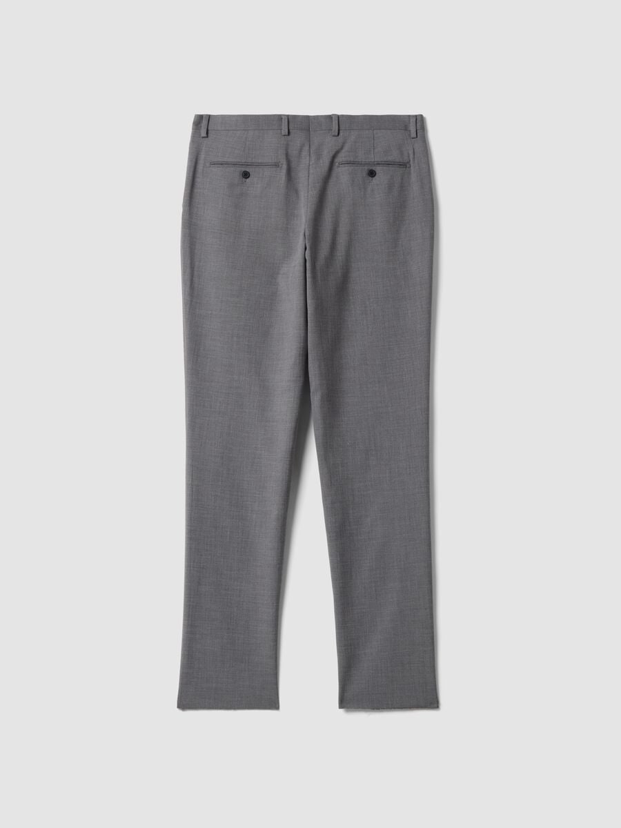 Pantaloni formali grigi in viscosa elasticizzata slim fit_6
