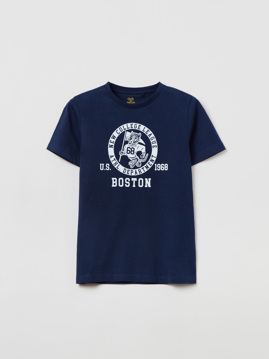 Camiseta de algodón estampado college Athletics_0
